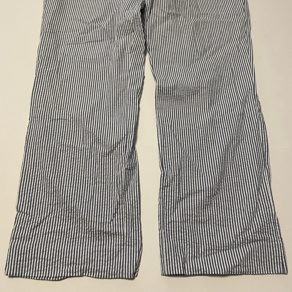 Nautica Pants Mens 36W X 30L Blue White Striped Seersucker Golf Beach Sail